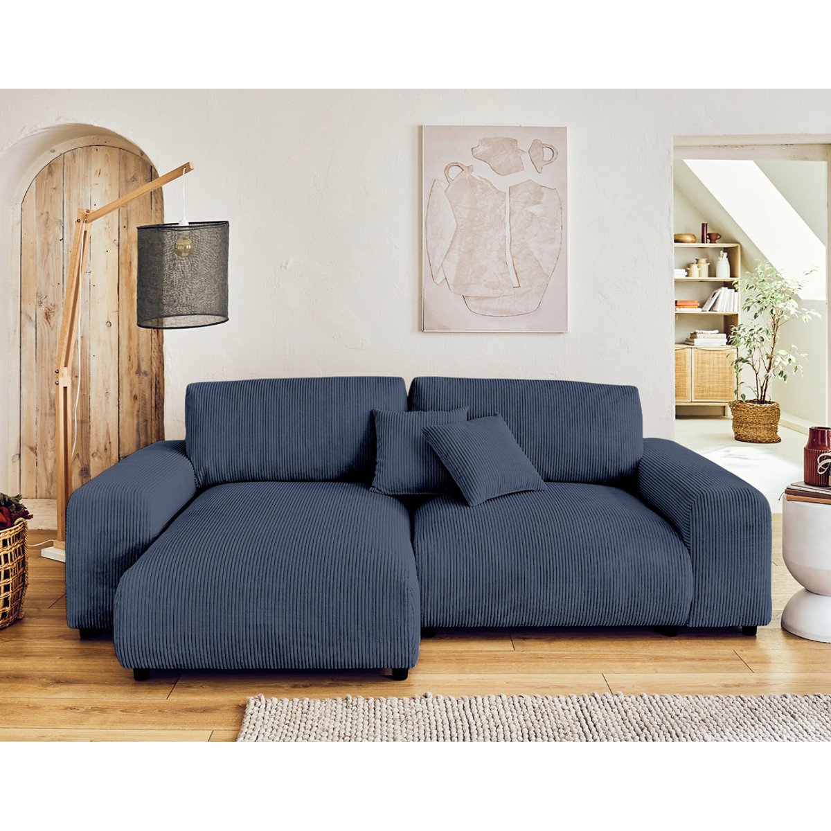 Canapé d'angle réversible 4 places, GARANCE bleu nuit, BEST MOBILIER