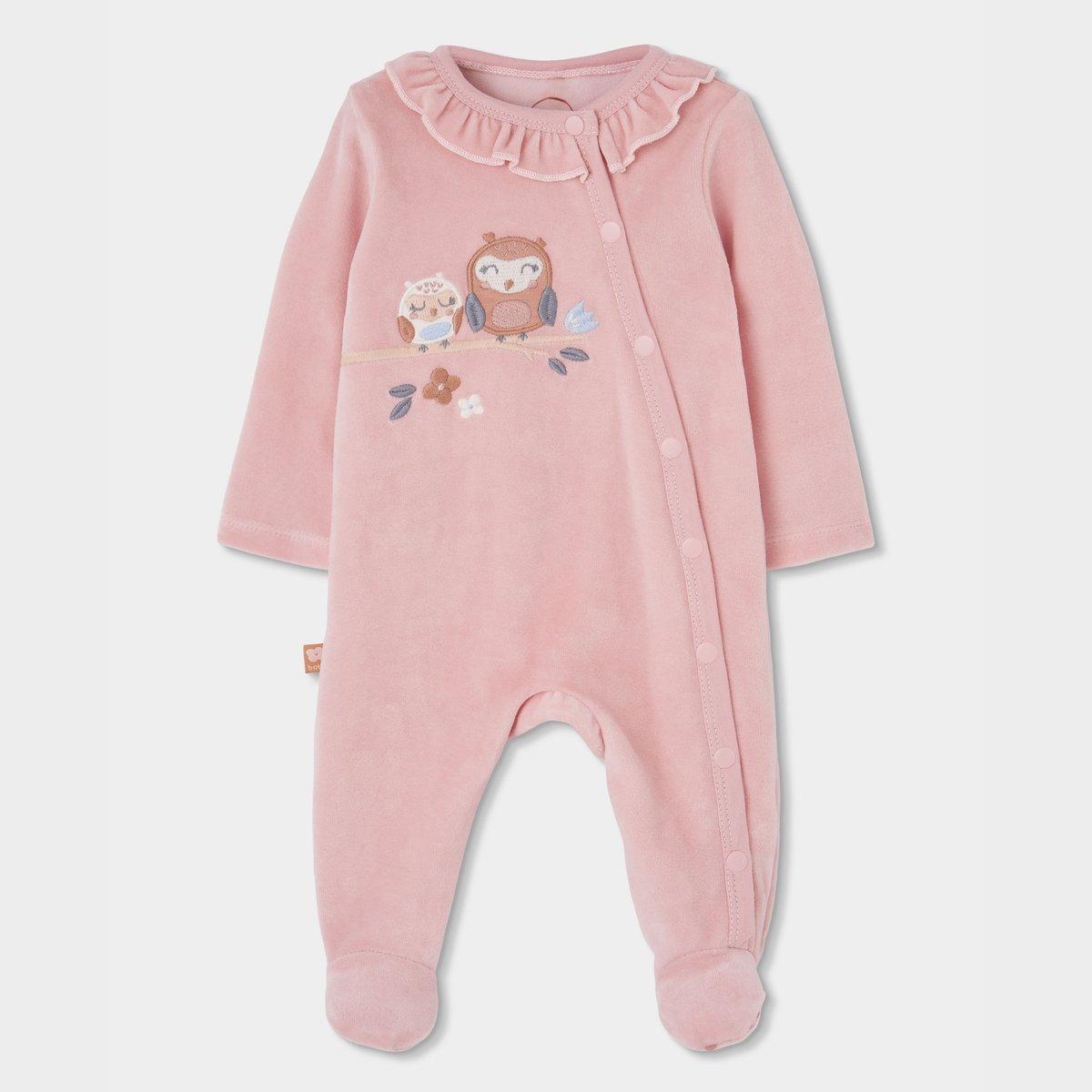 Pyjama bébé fille brodée hiboux pink, BOBOLI