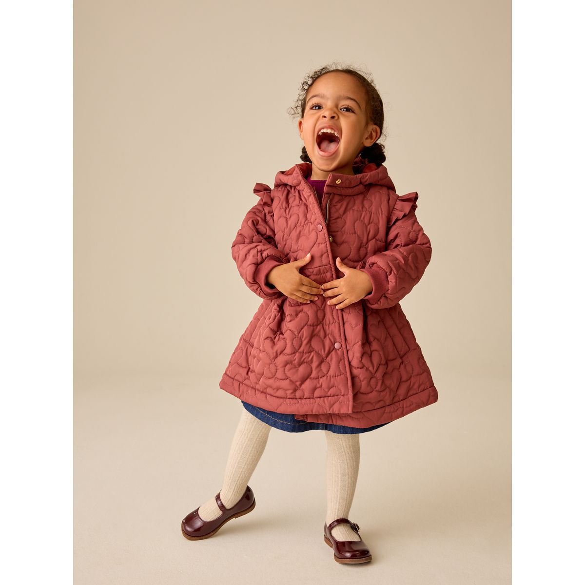 Manteau matelassé hydrofuge évasé rose foncé, NEXT
