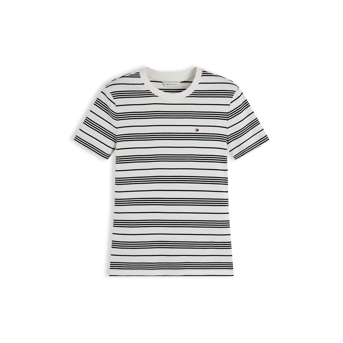 T-shirt col rond manches courtes rayé écru/noir, TOMMY HILFIGER