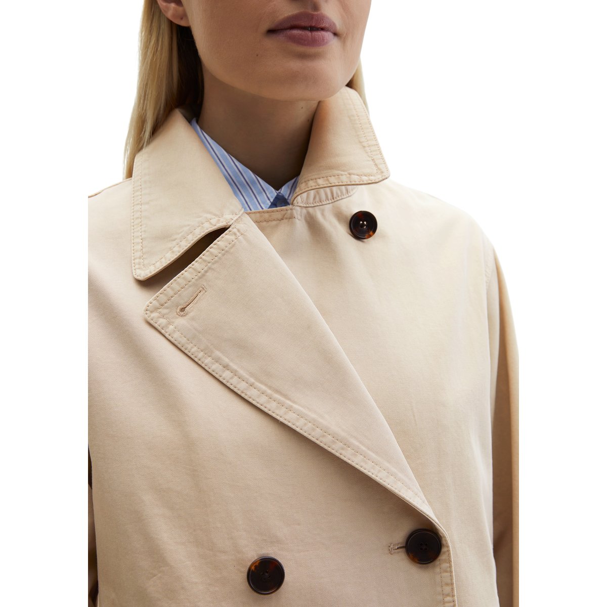 Veste caban relaxed garment-dyed en sergé de coton organique gris clair, MARC O'POLO