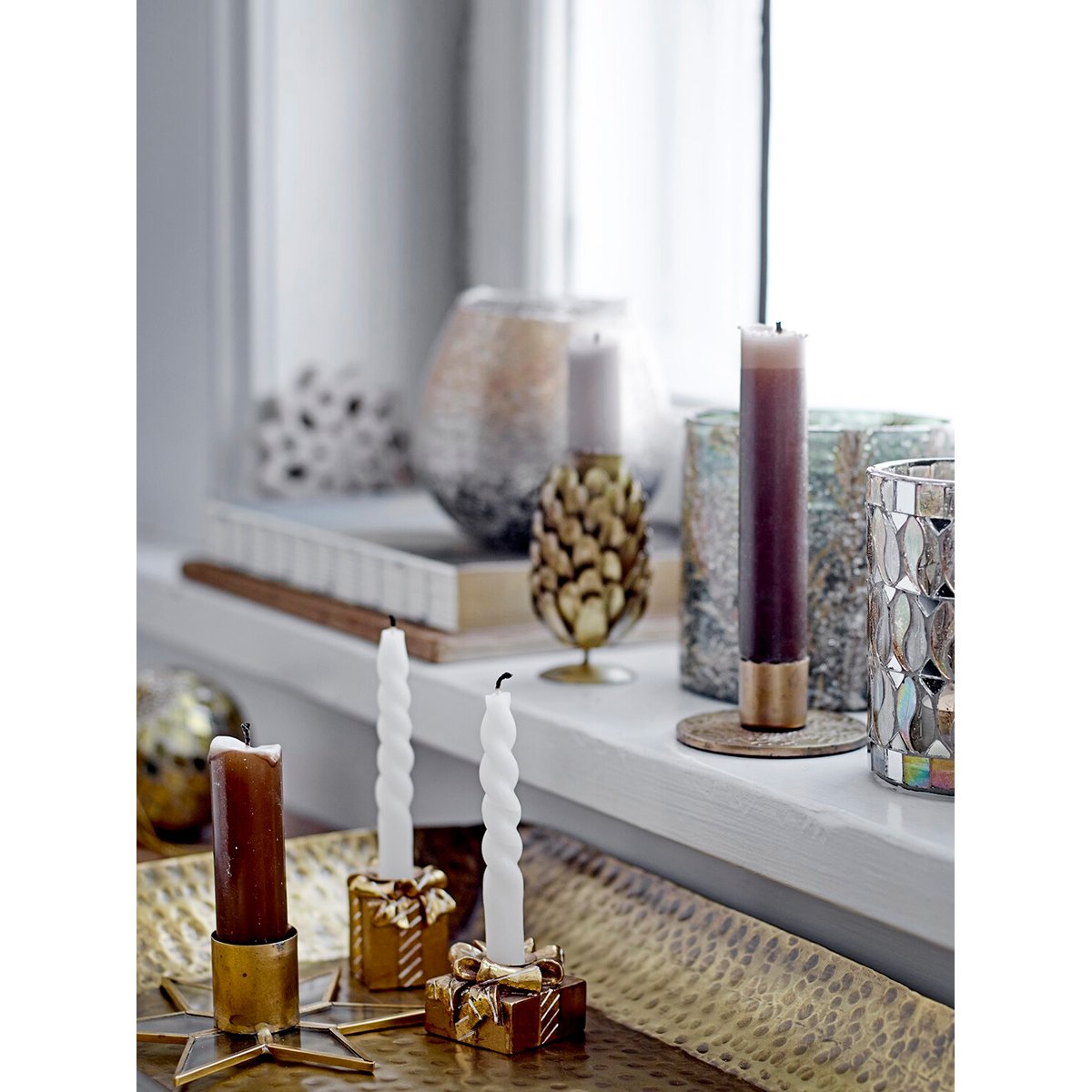 Bougies en paraffine (Pack de 12) TWIST blanc, BLOOMINGVILLE