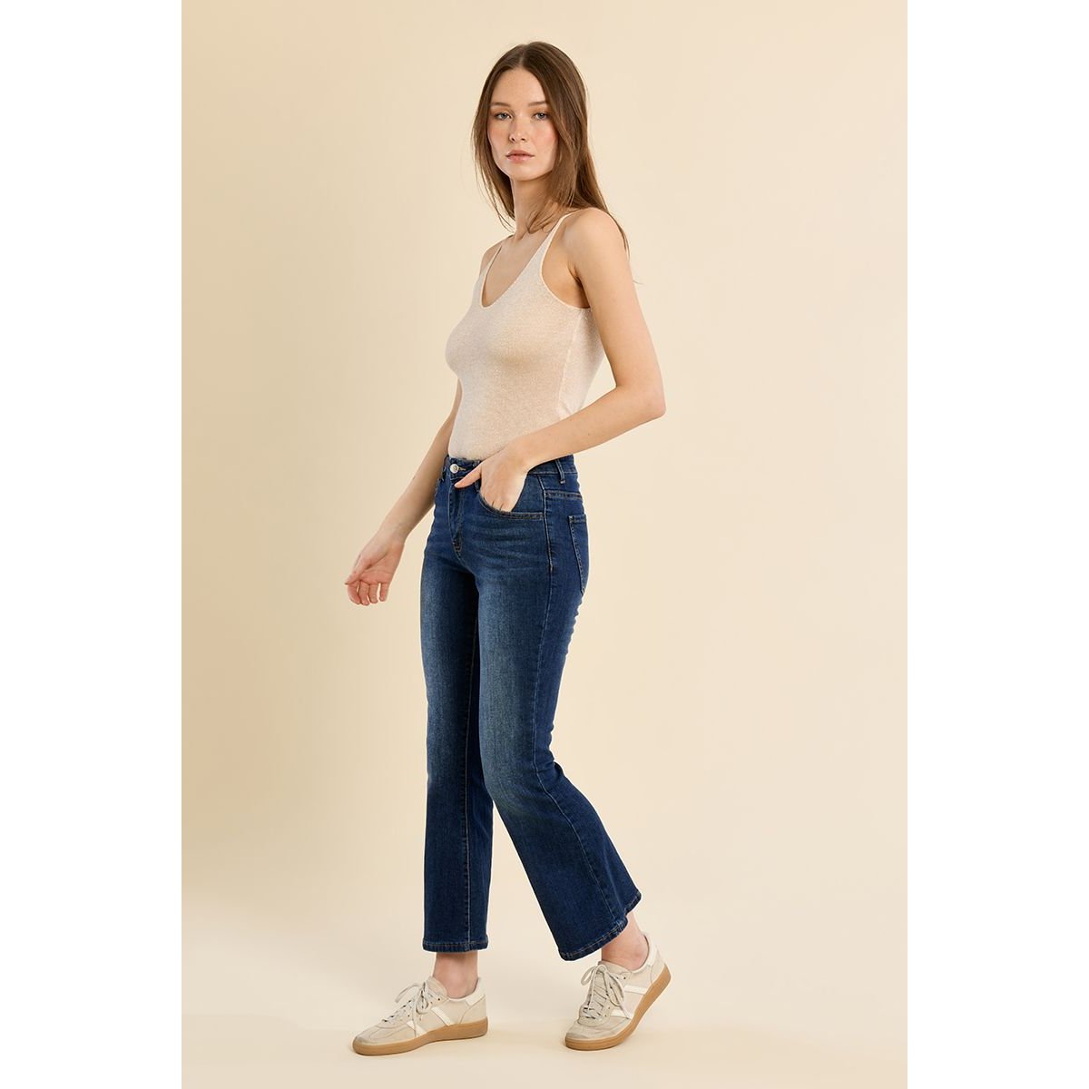 Jean flare longueur 7/8 brut denim, MOLLY BRACKEN