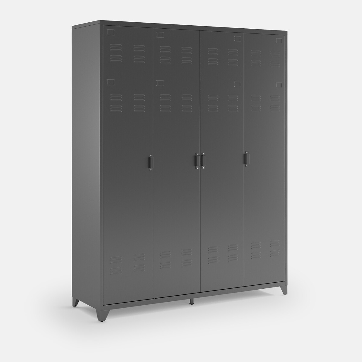 Armoire 4 portes en métal acier, Hiba gris, LA REDOUTE INTERIEURS