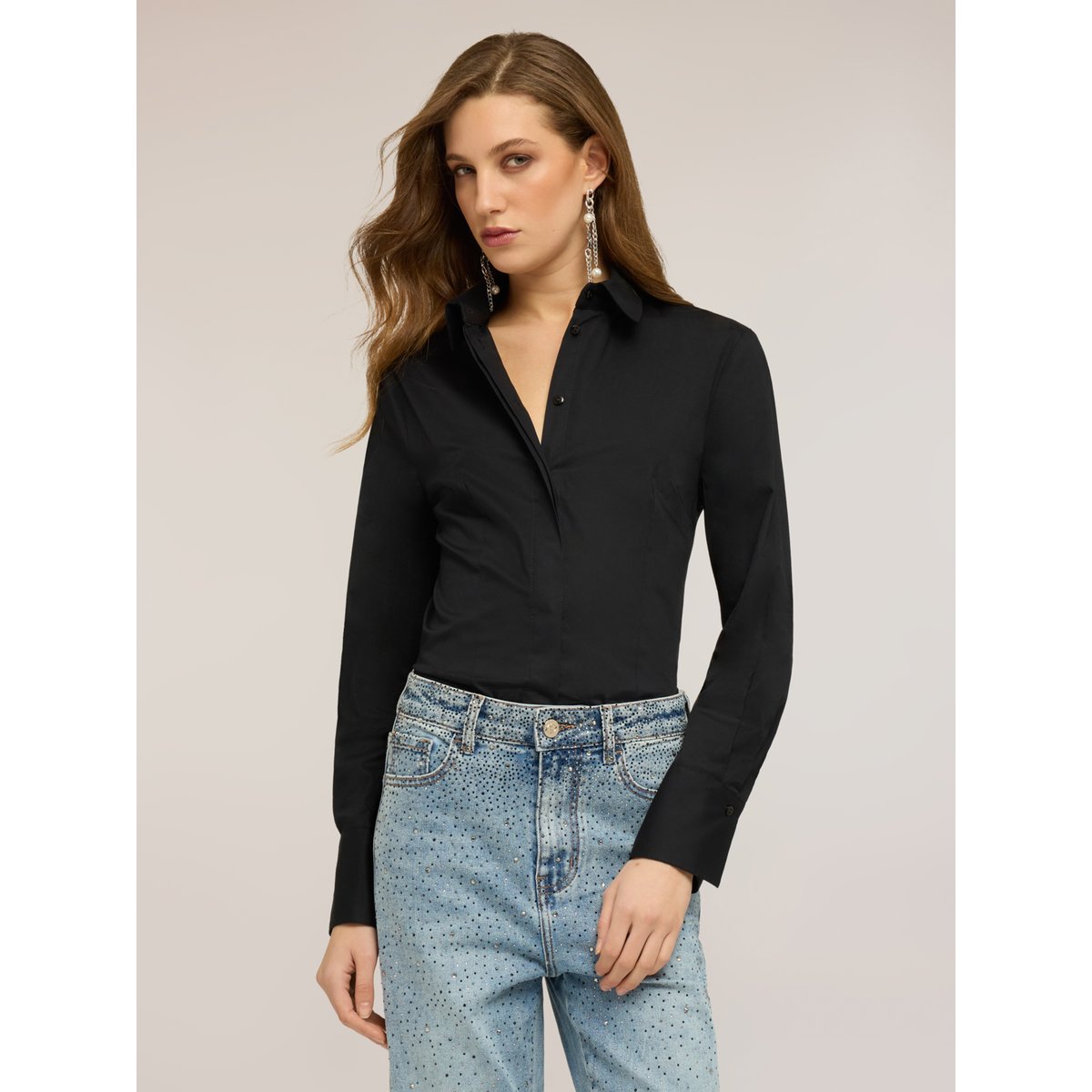 Chemise en popeline noir, MOTIVI