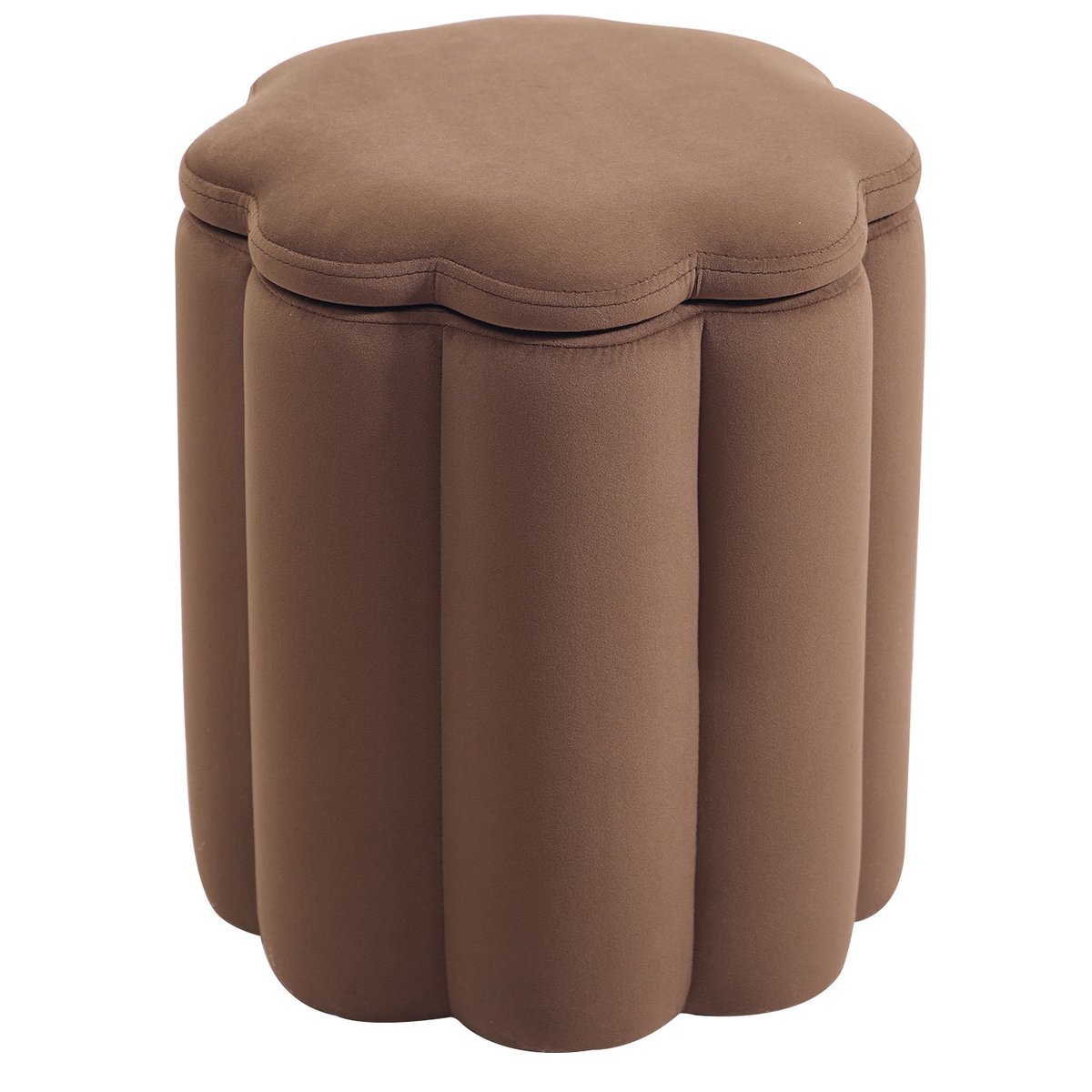 Pouf de salon avec rangement, velours, NIGATA marron, NORDLYS