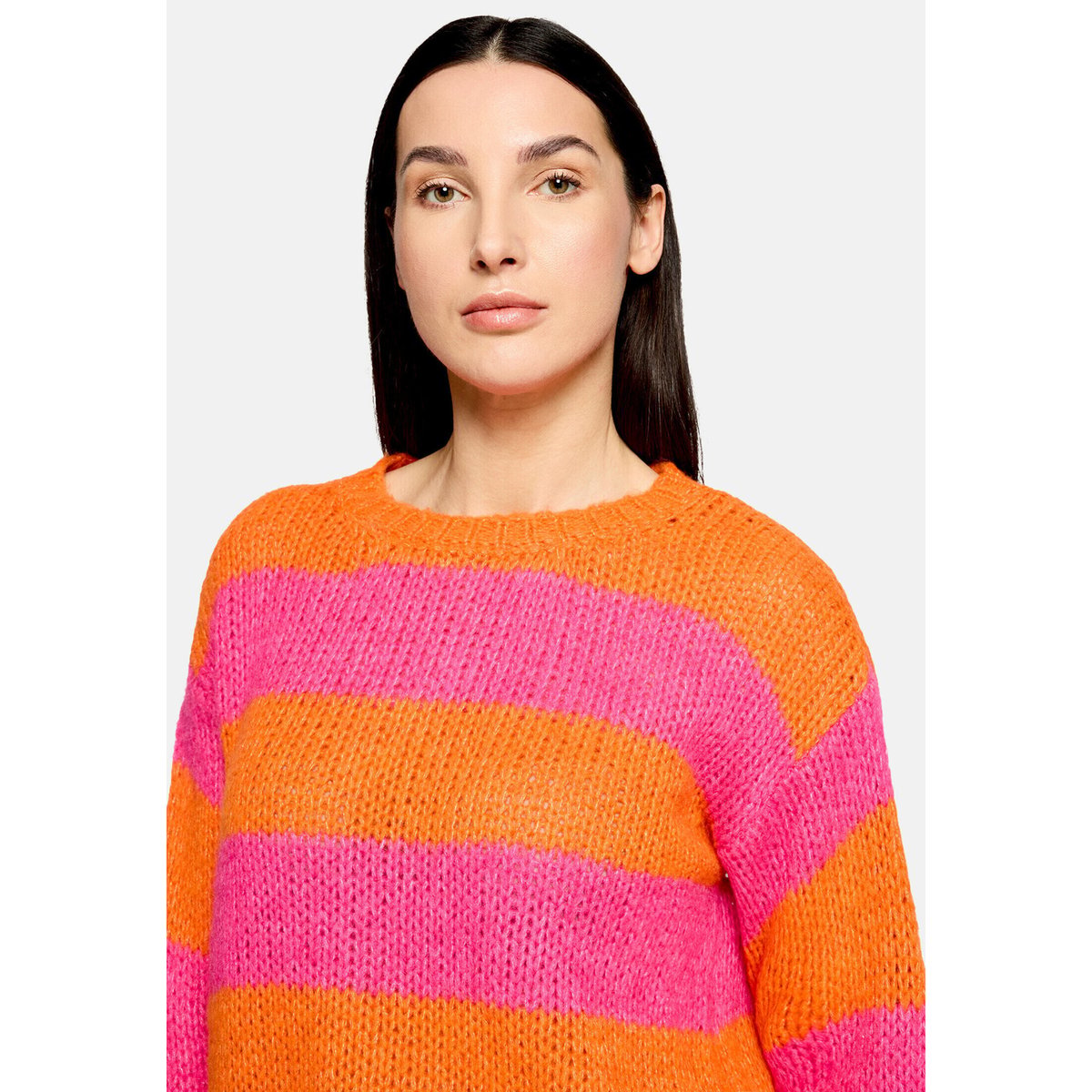 Pull-over en maille à encolure ronde orange/pink, CARTOON