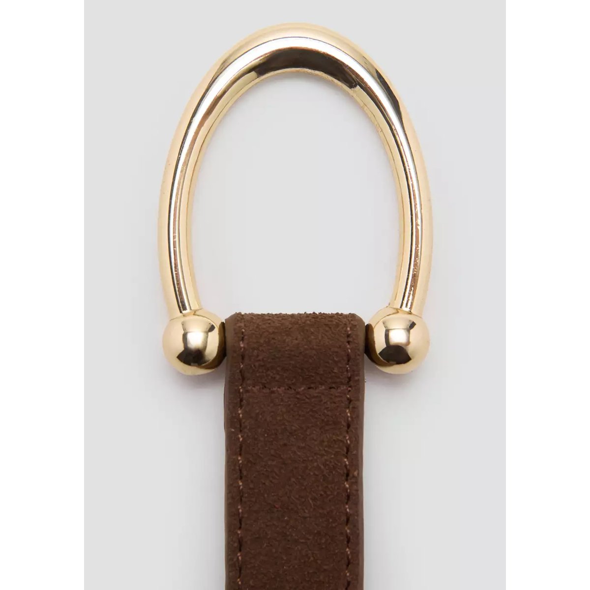 Ceinture fine cuir daim marron, MANGO