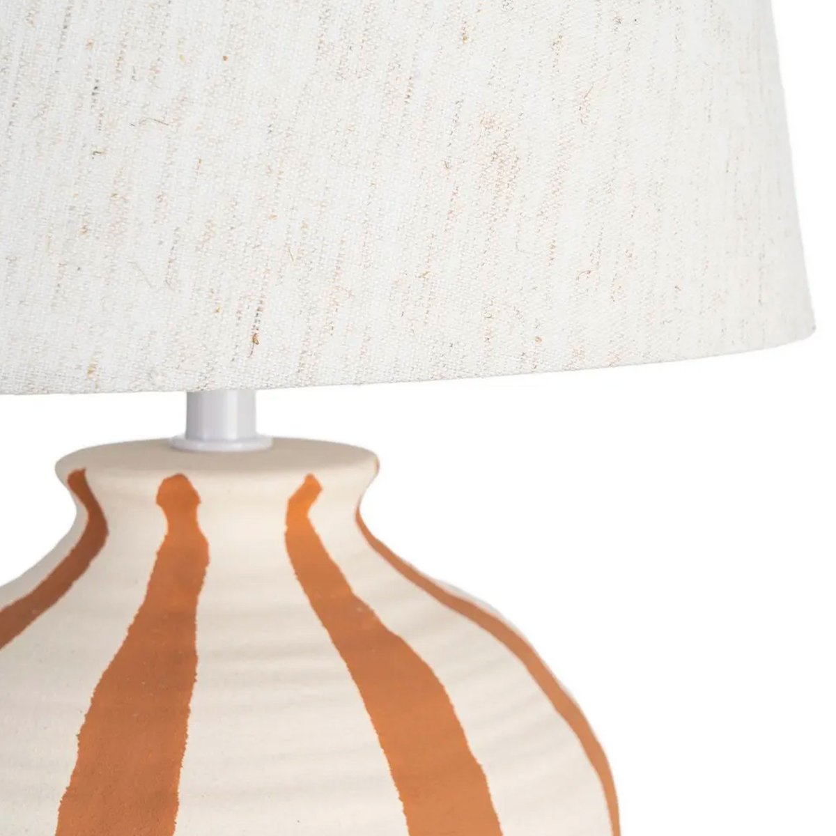Lampe à poser céramique blanche rayures terracotta 25x25x41cm marron, WADIGA