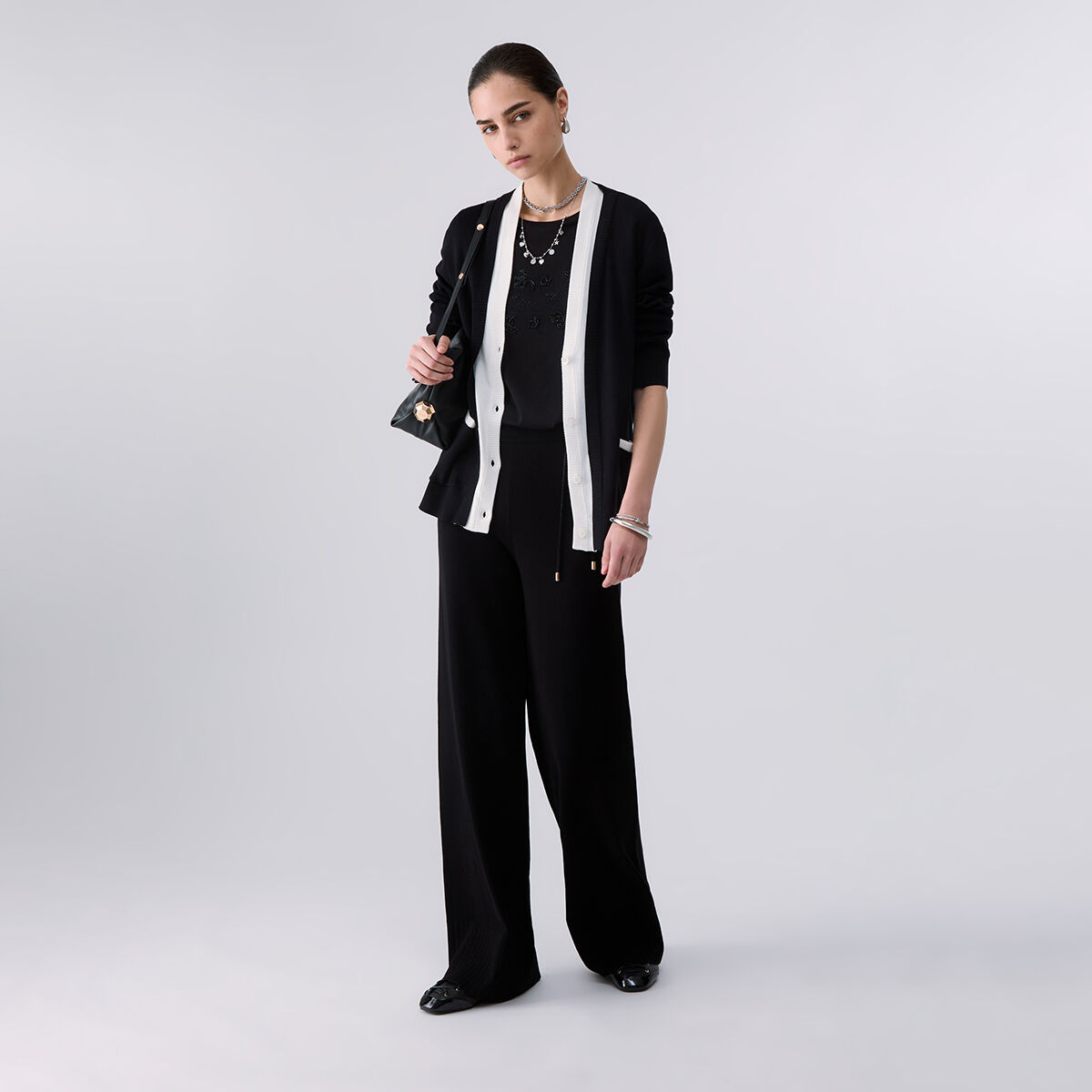 Gilet en maille ouverte noir, LIU JO