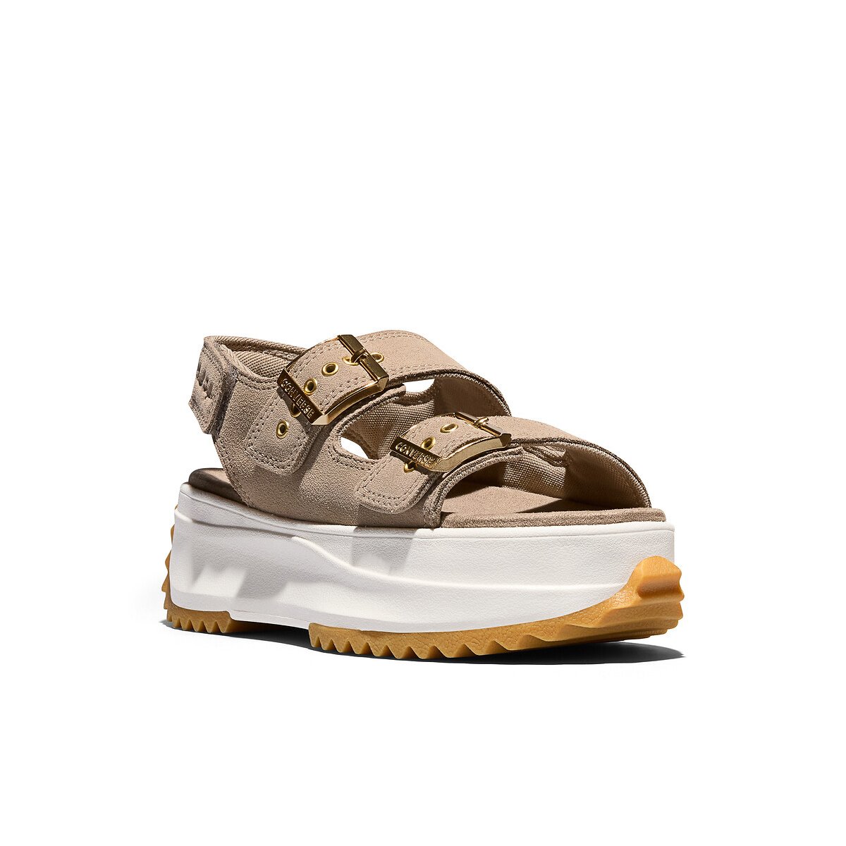 Sandalias de piel con tacón de cuña beige , CONVERSE