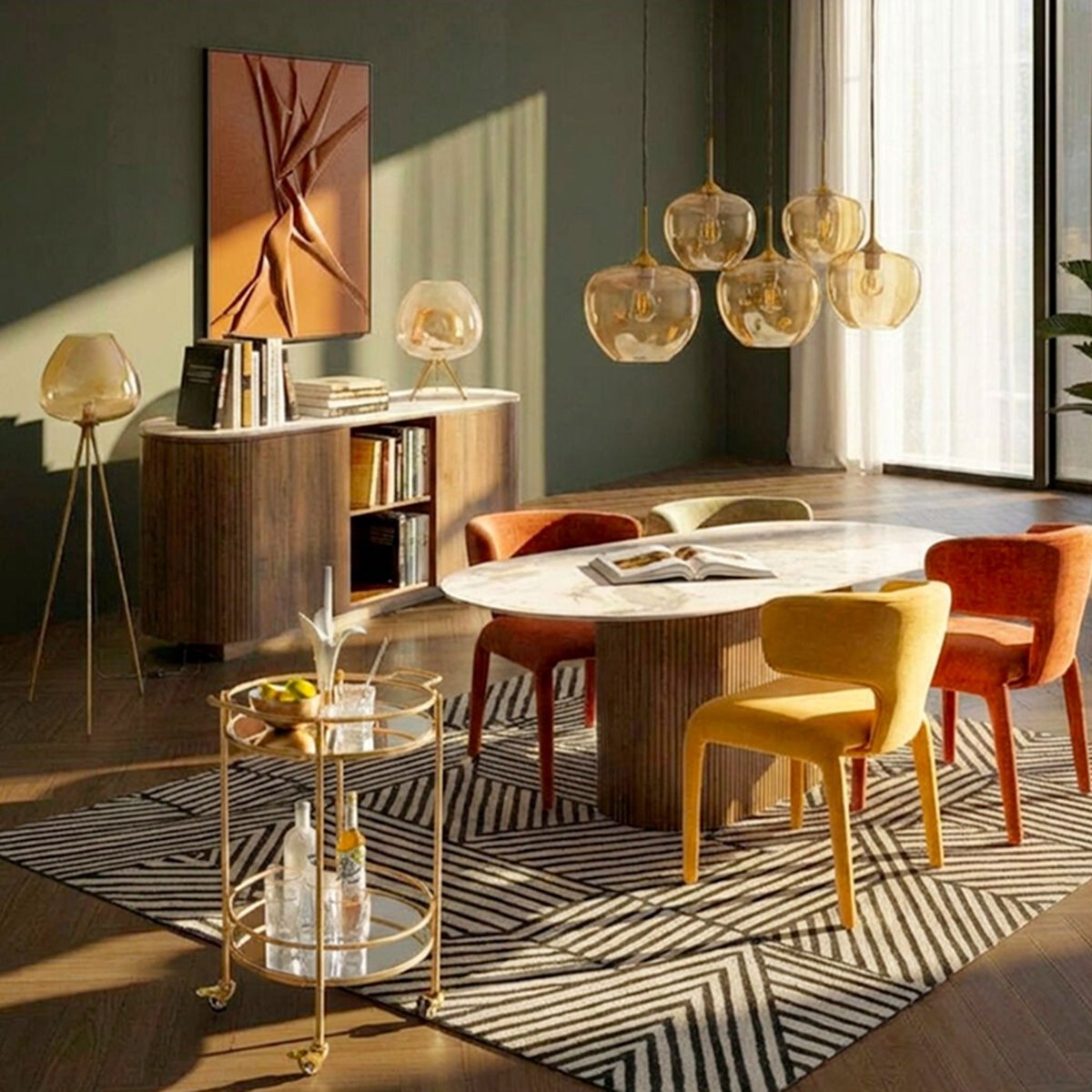 Buffet plateau en grès, RUBEN marron, KARE DESIGN