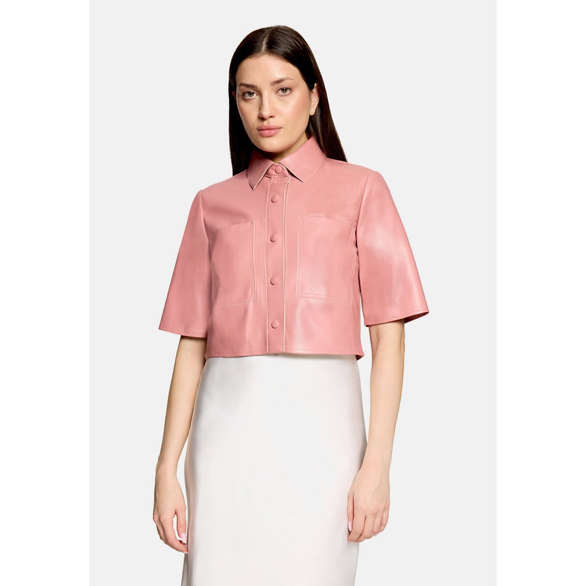 Veste en simili cuir manches courtes ash rose, VERA MONT