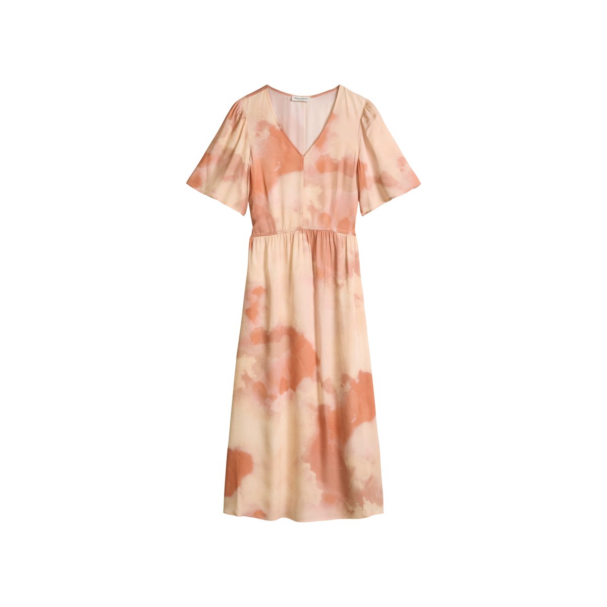 Robe à taille élastique flare en sergé de viscose fluide rose, MARC O'POLO