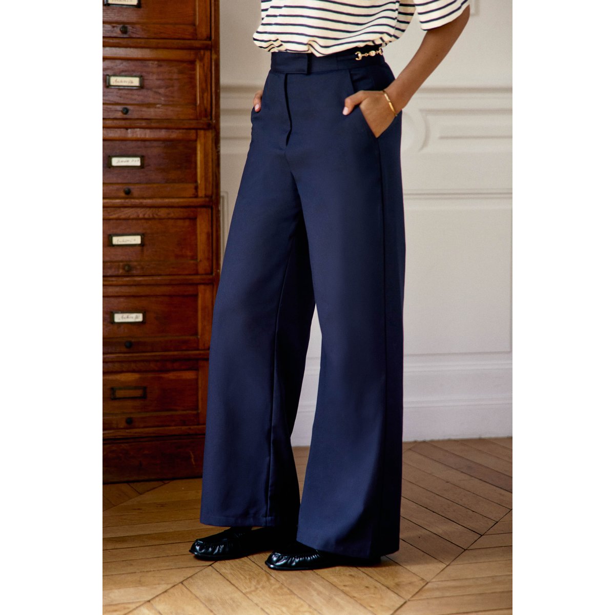 Pantalon droite uni PAOLIN 25-marine, LA PETITE ETOILE