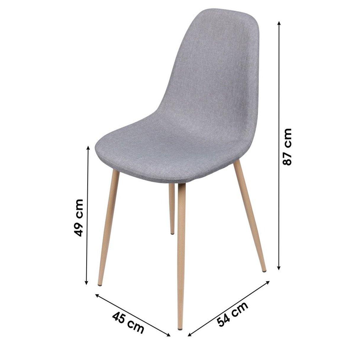 Chaise Scandinave Tissu Oslo Gris Foncé gris clair, DECORATIE