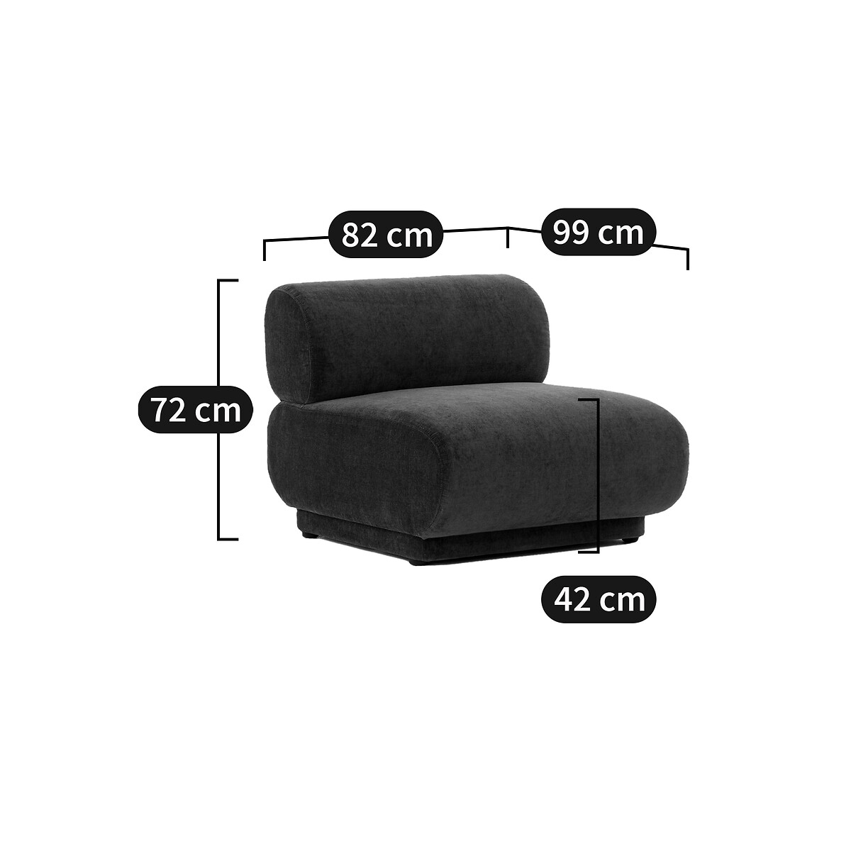 Chauffeuse modulable velours texturé, Teide ecru, LA REDOUTE INTERIEURS