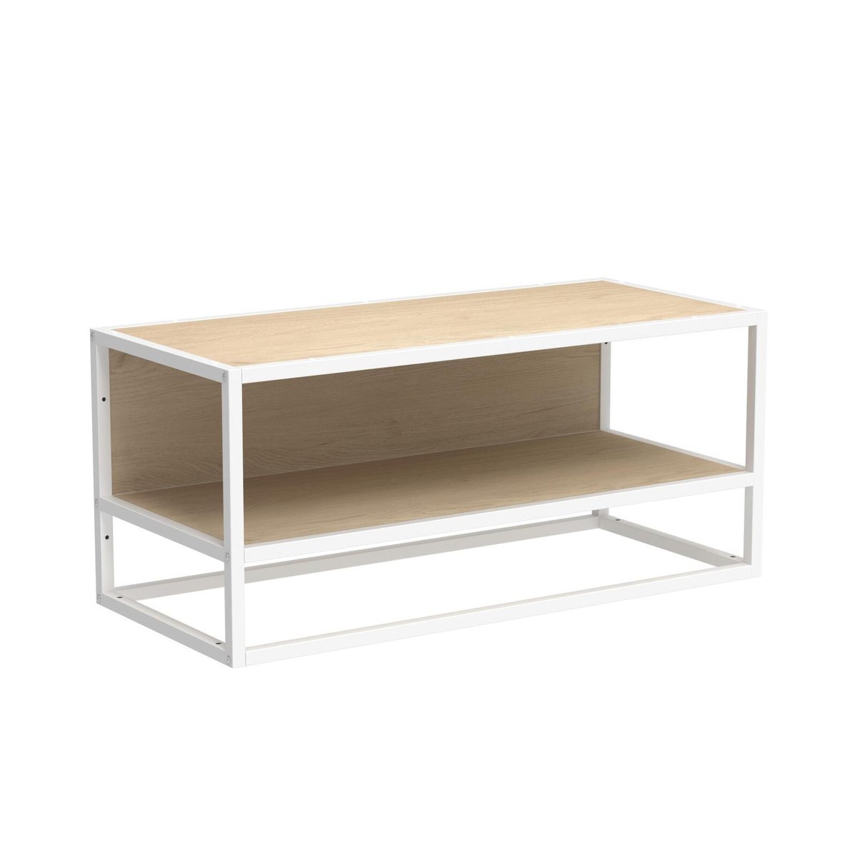 Etagère penderie murale en bois et métal blanc 90x40cm MALYA blanc et bois, MOB IN