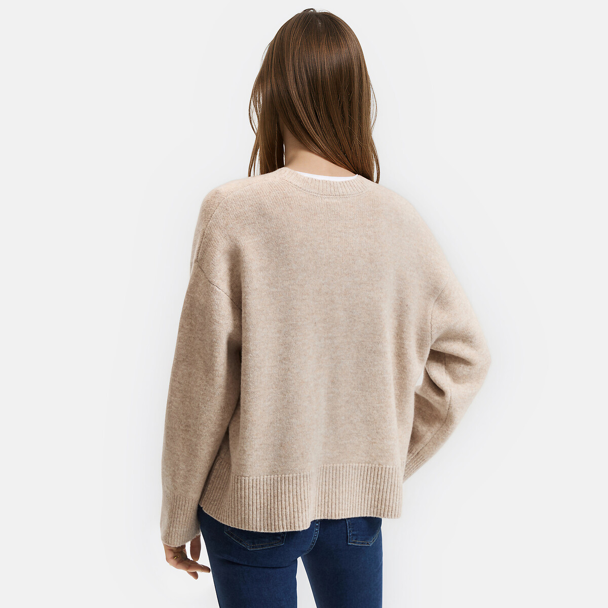 Loose, Wool, Chunky Knit Cardigan beige marl, LA REDOUTE COLLECTIONS