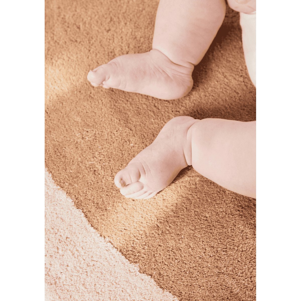 Tapis enfant rond épais, Coton bio GOTS, MOUTON moka, BLEUU STUDIO