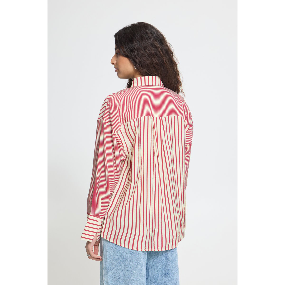 Á manches longues rouge blanc rhododendron/white stripe, ICHI