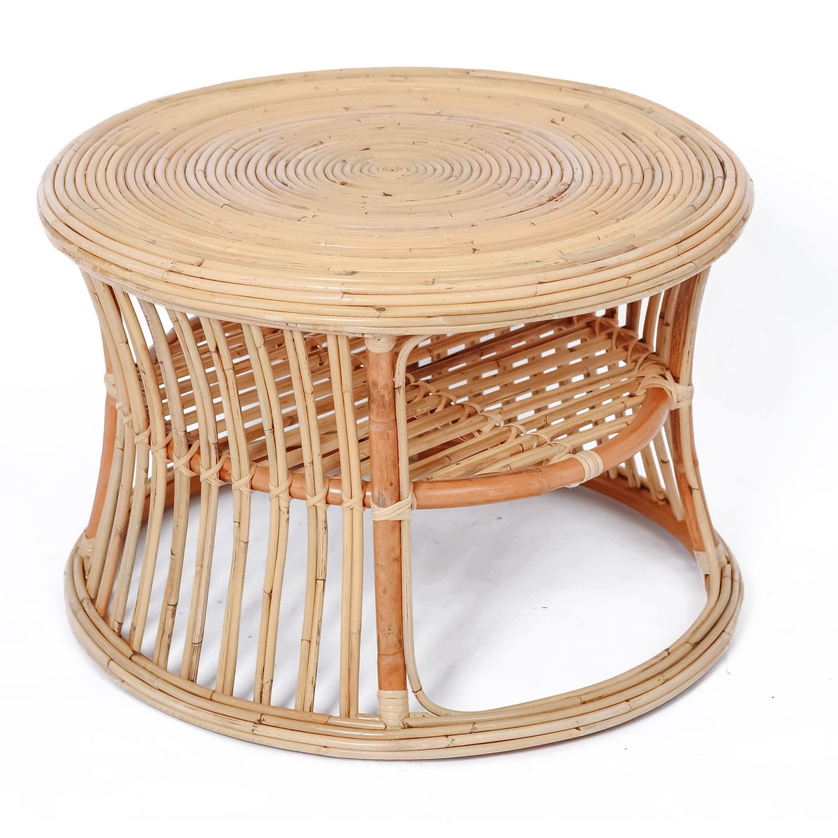 Pouf tissu et rotin, SERAM beige, NORDLYS