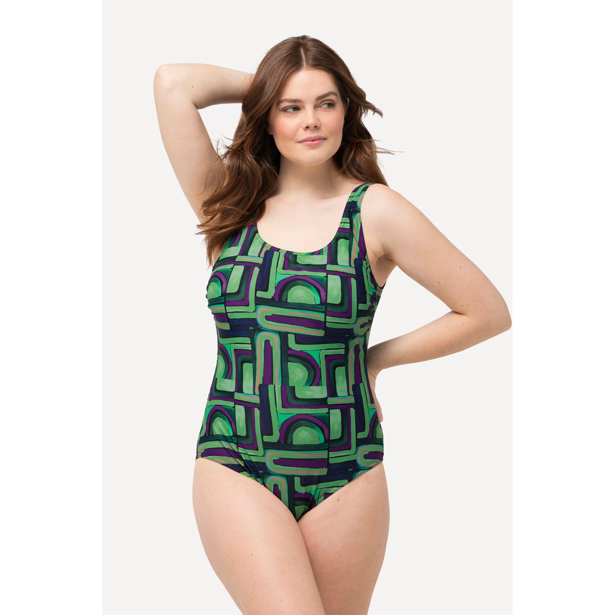 Maillot de bain à tissu graphique forêt verte, ULLA POPKEN