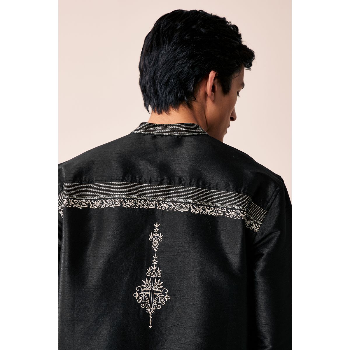 Chemise style kurta longue noir, NEXT