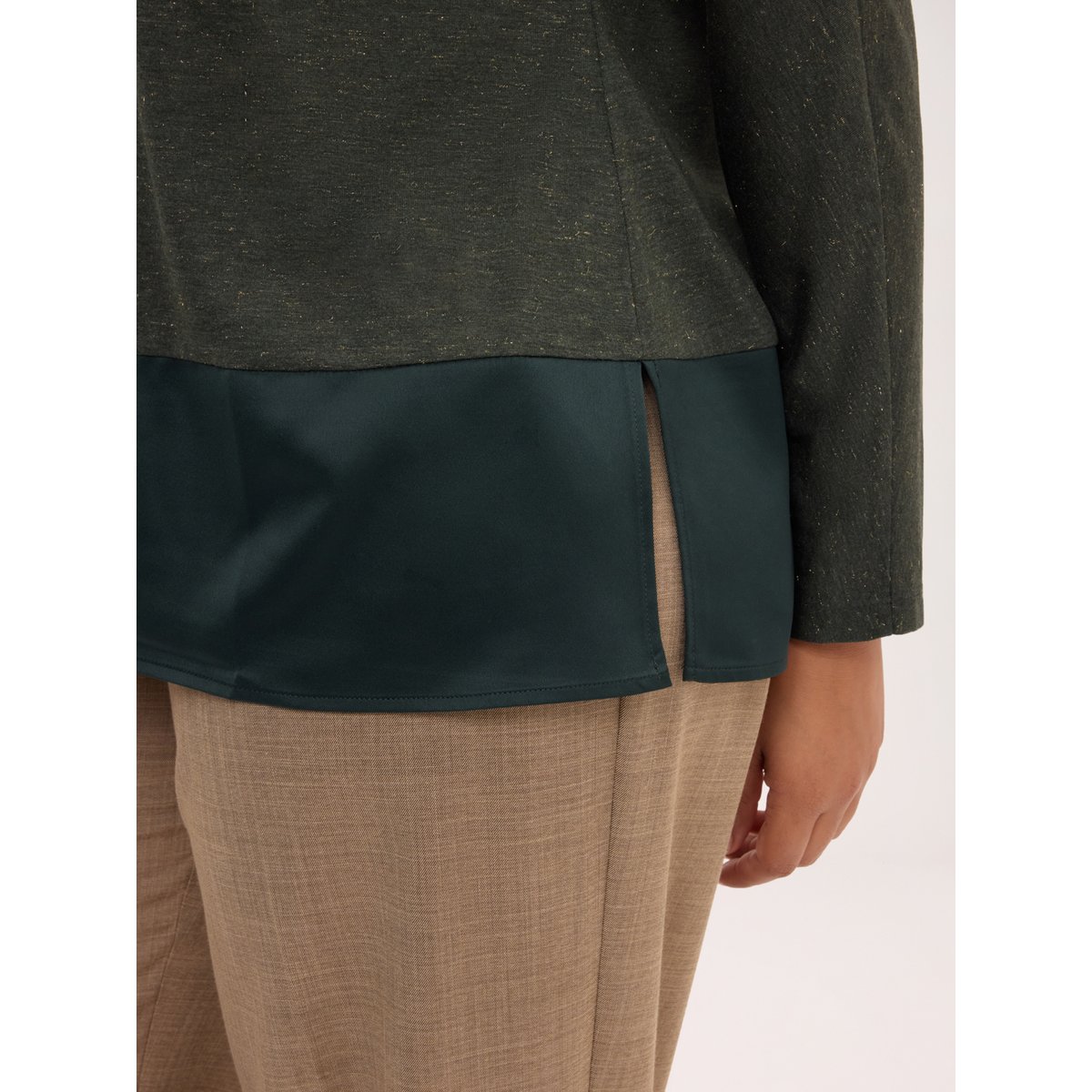 T-shirt bimatière verde militare, FIORELLA RUBINO
