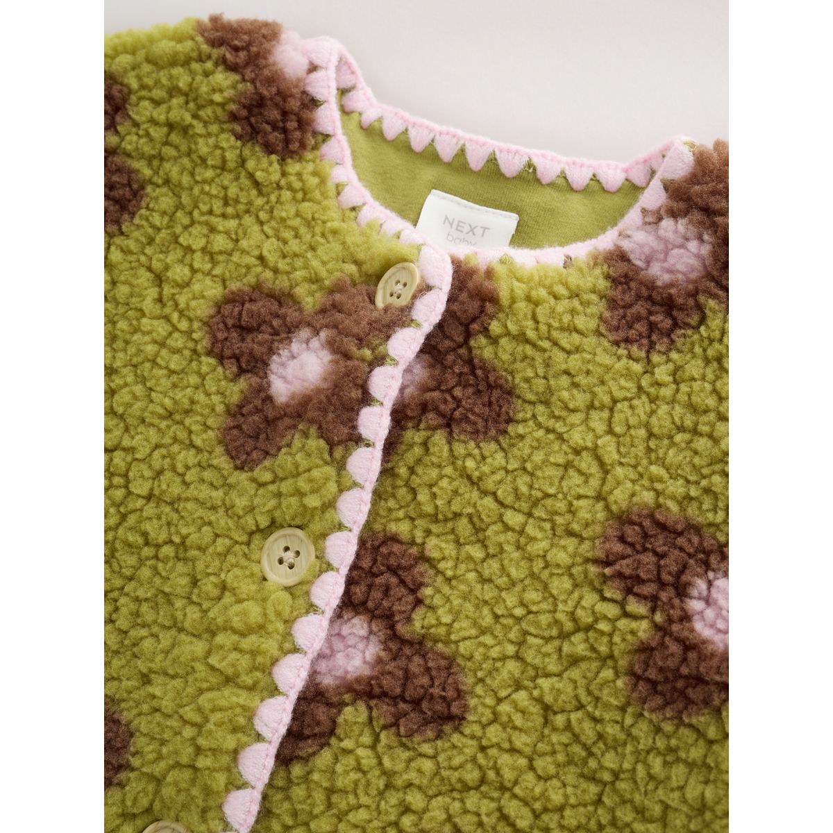 Veste bébé citrine floral borg bouton à travers, NEXT