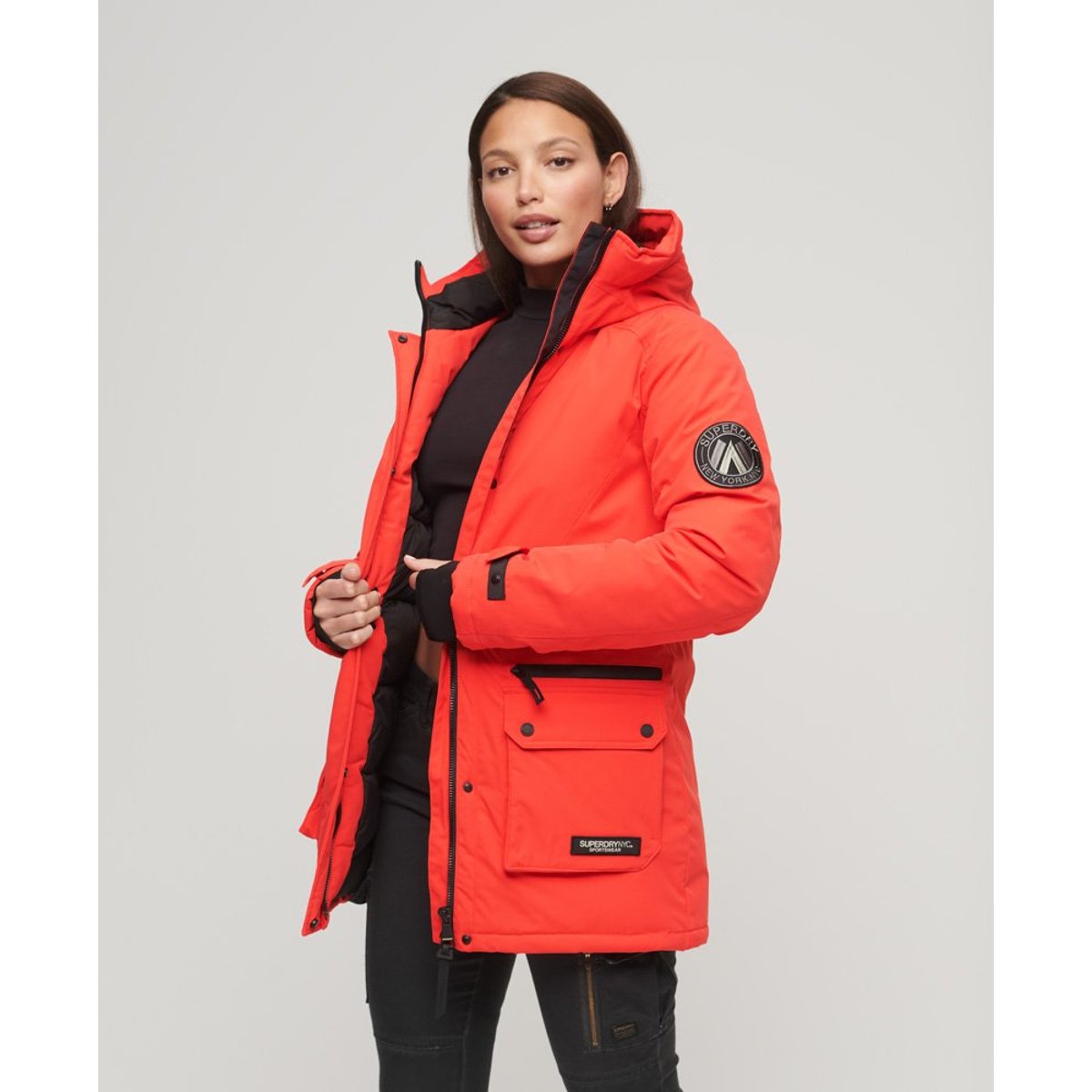 Parka matelassée City rouge soleil couchant, SUPERDRY