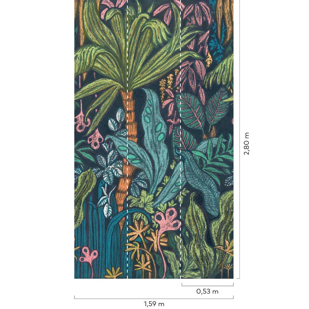 Papier peint tropical psyché vert, HEXOA