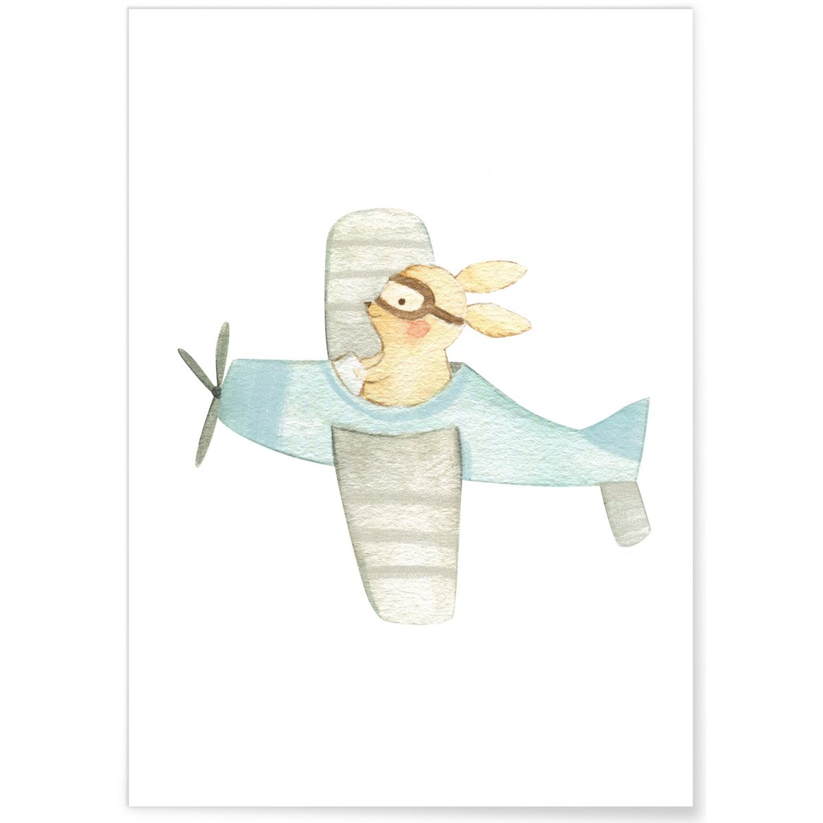 Affiche Enfant Lapine Avion blanc, L'AFFICHERIE