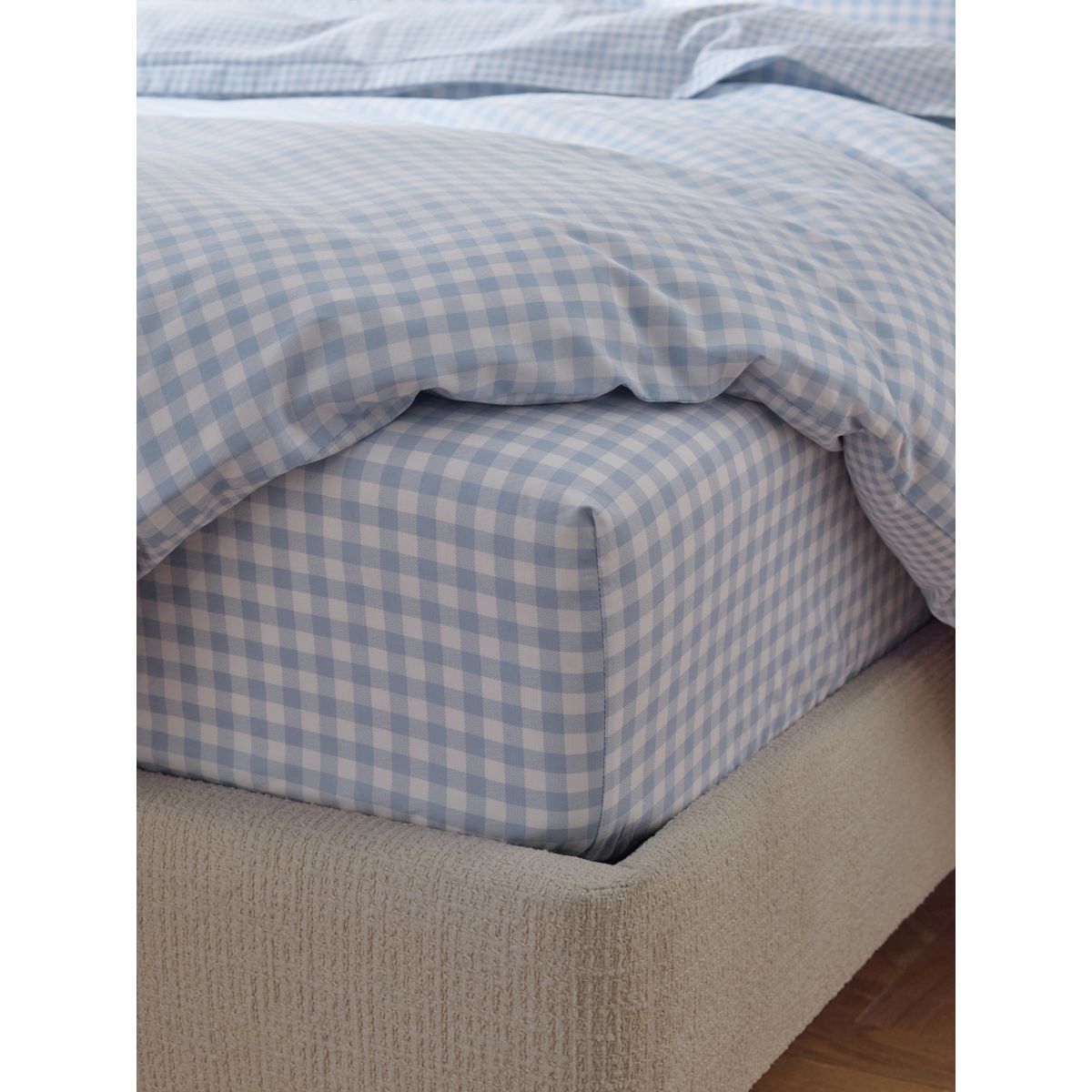 Drap-housse et taie d’oreiller à motif vichy bleu, NEXT