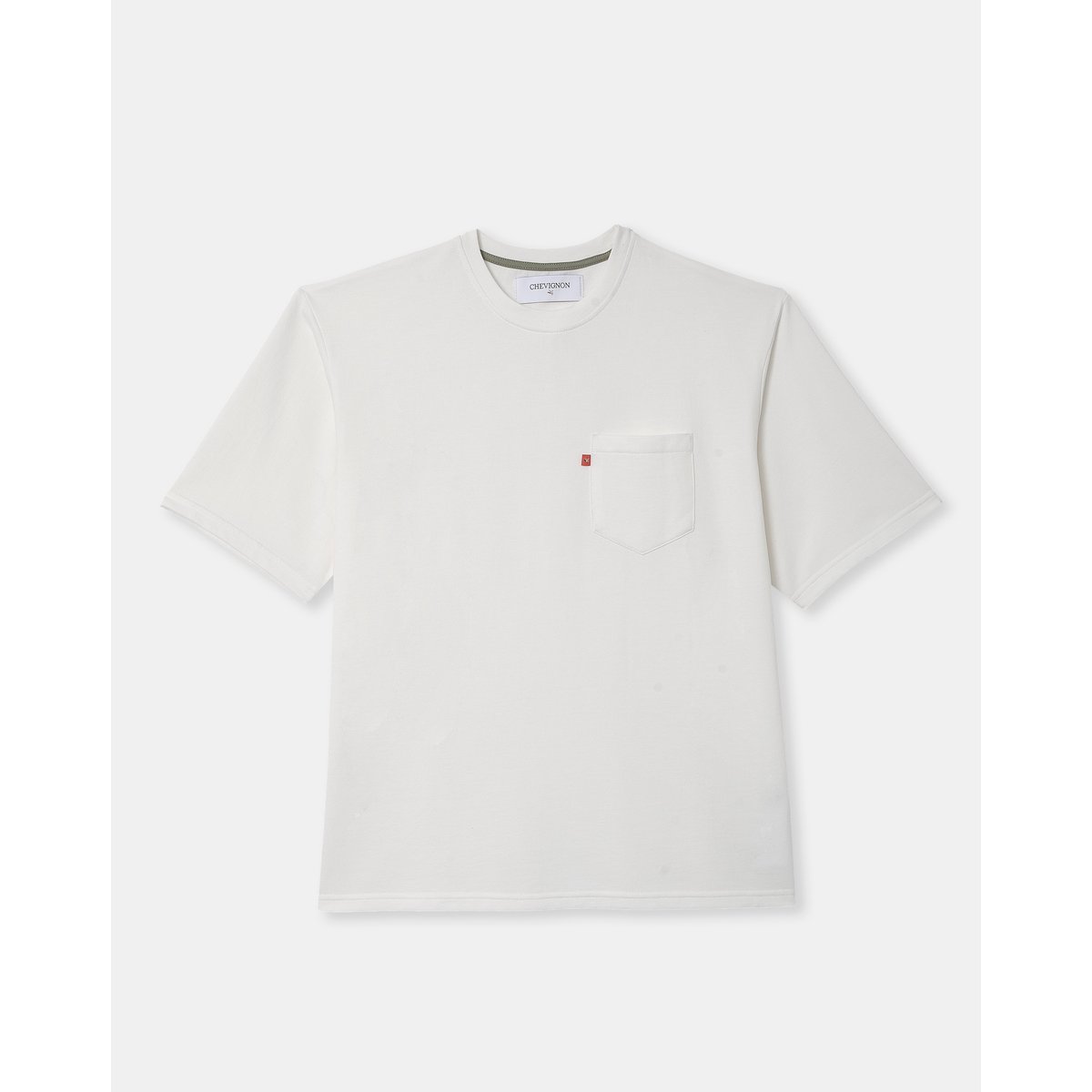 T-Shirt uni POCKET TEE écru, CHEVIGNON