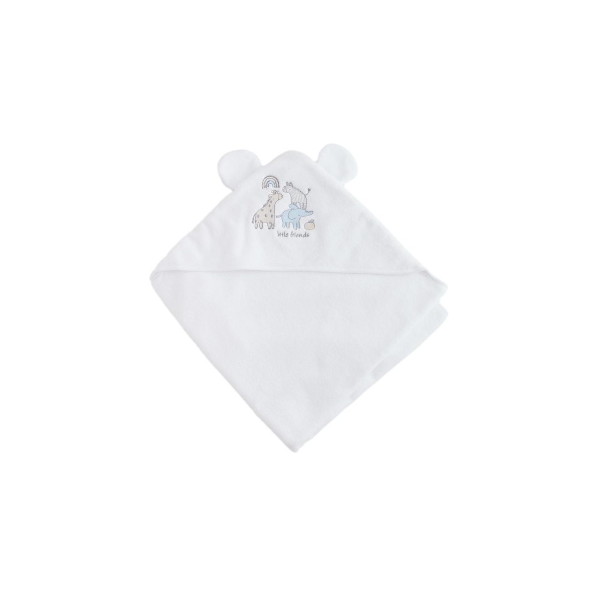 Serviette à capuche pour bébé animaux de safari blancs, NEXT