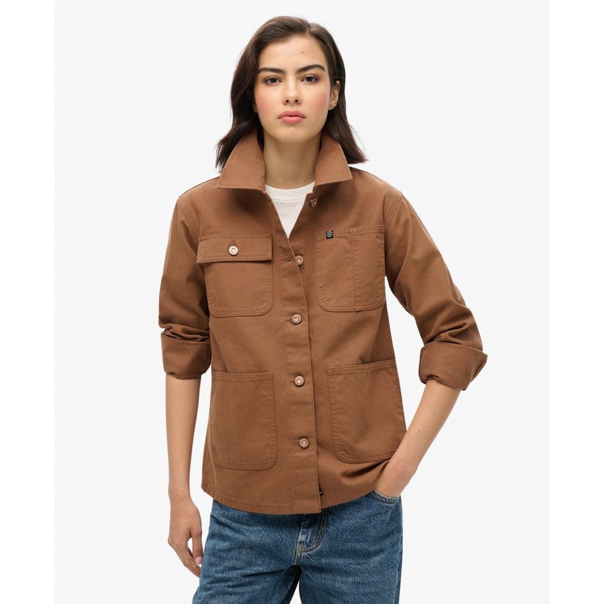 Veste brodée Chore marron bison, SUPERDRY