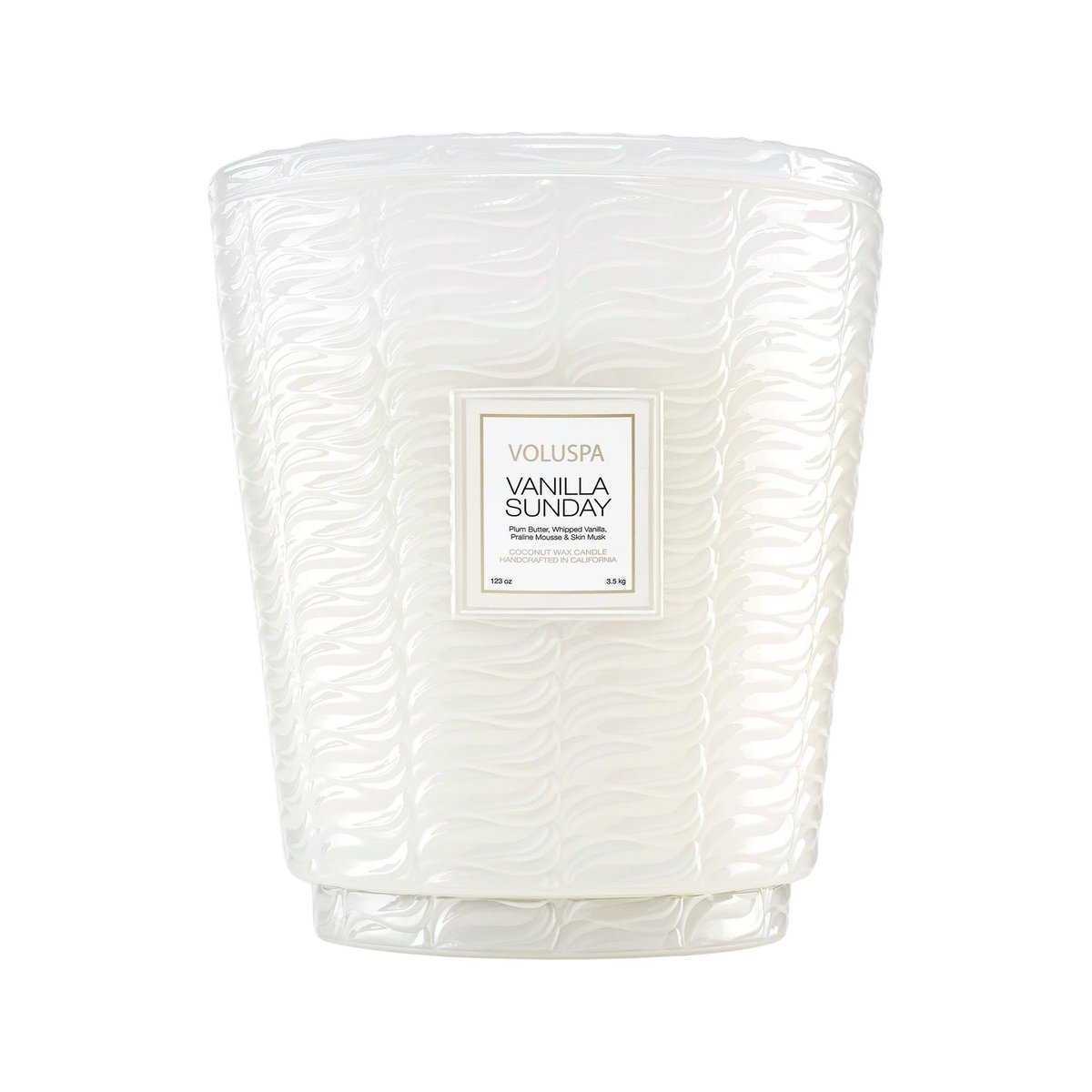 Vanilla sunday - bougie parfumée de cheminée 5 mèches blanc, VOLUSPA