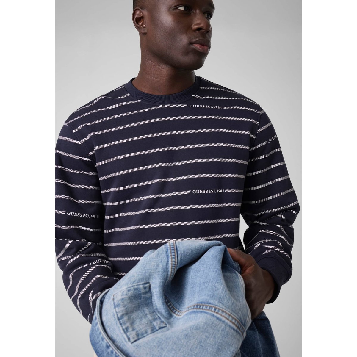 Sweat-Shirt À Rayures bleu foncé, GUESS
