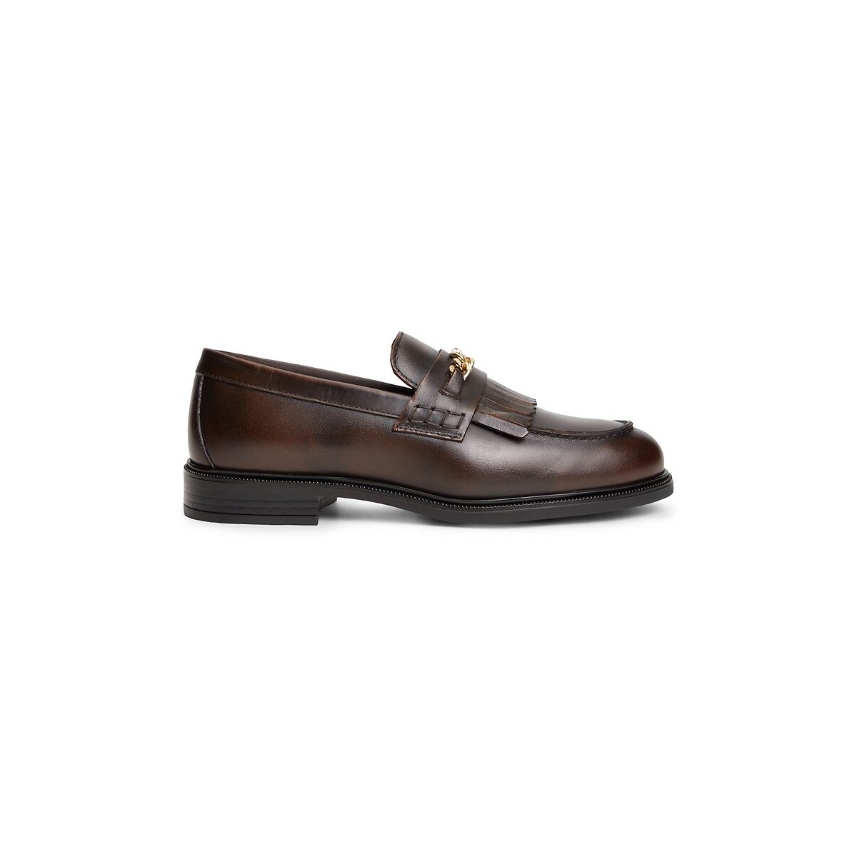 Mocassini in pelle con frange marrone scuro, TOMMY HILFIGER