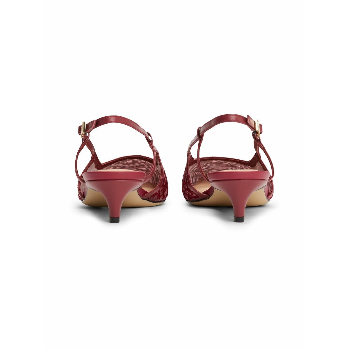 Escarpins slingback en cuir rouge bordeaux, TOMMY JEANS