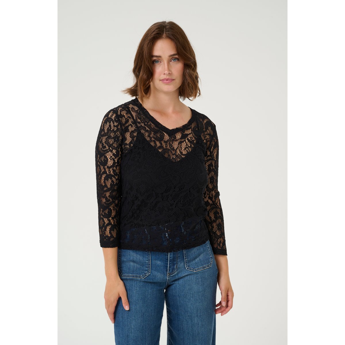 Blouse with long sleeve noir black, KAFFE
