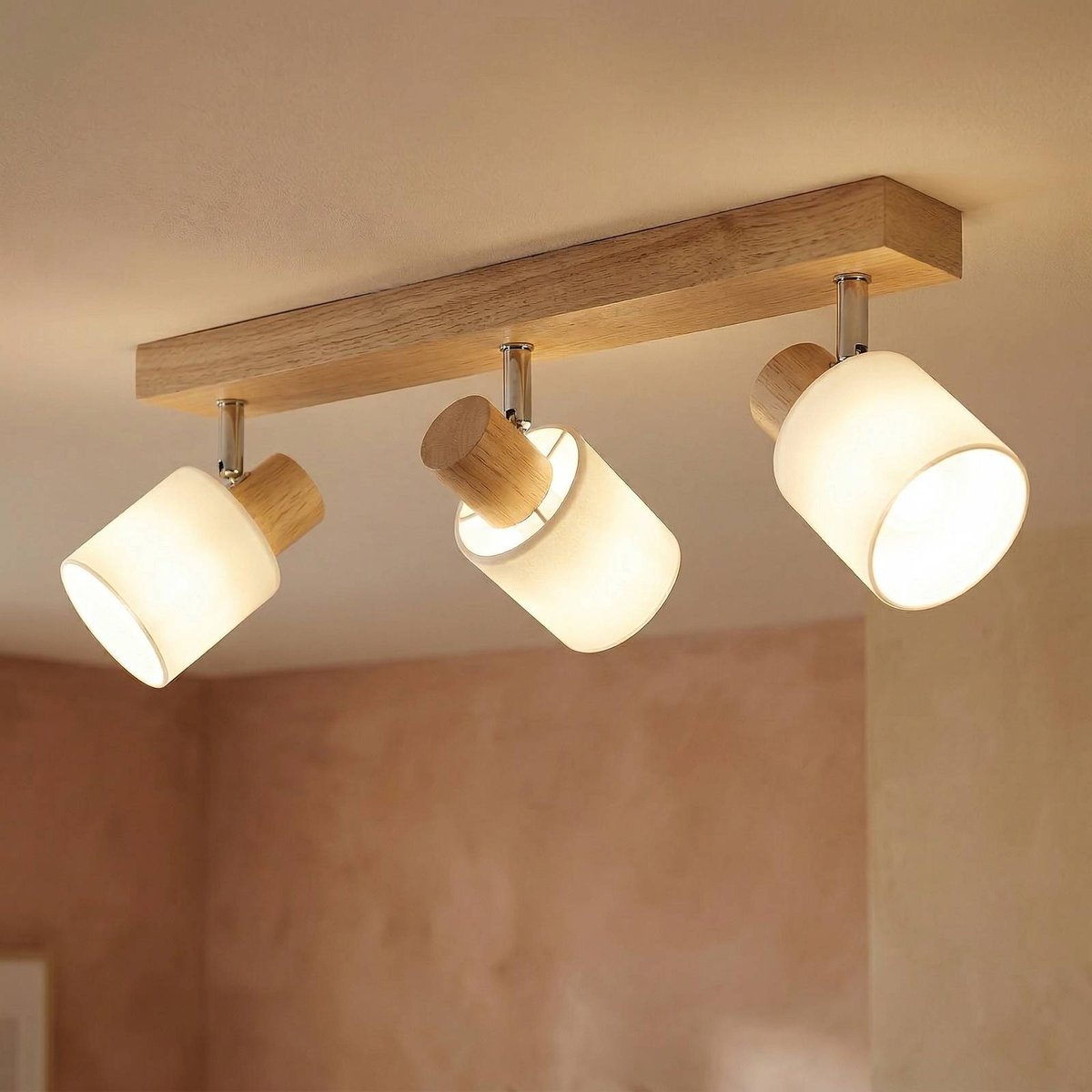 Spot en bois moderne, Wanessa bois clair, blanc, LINDBY