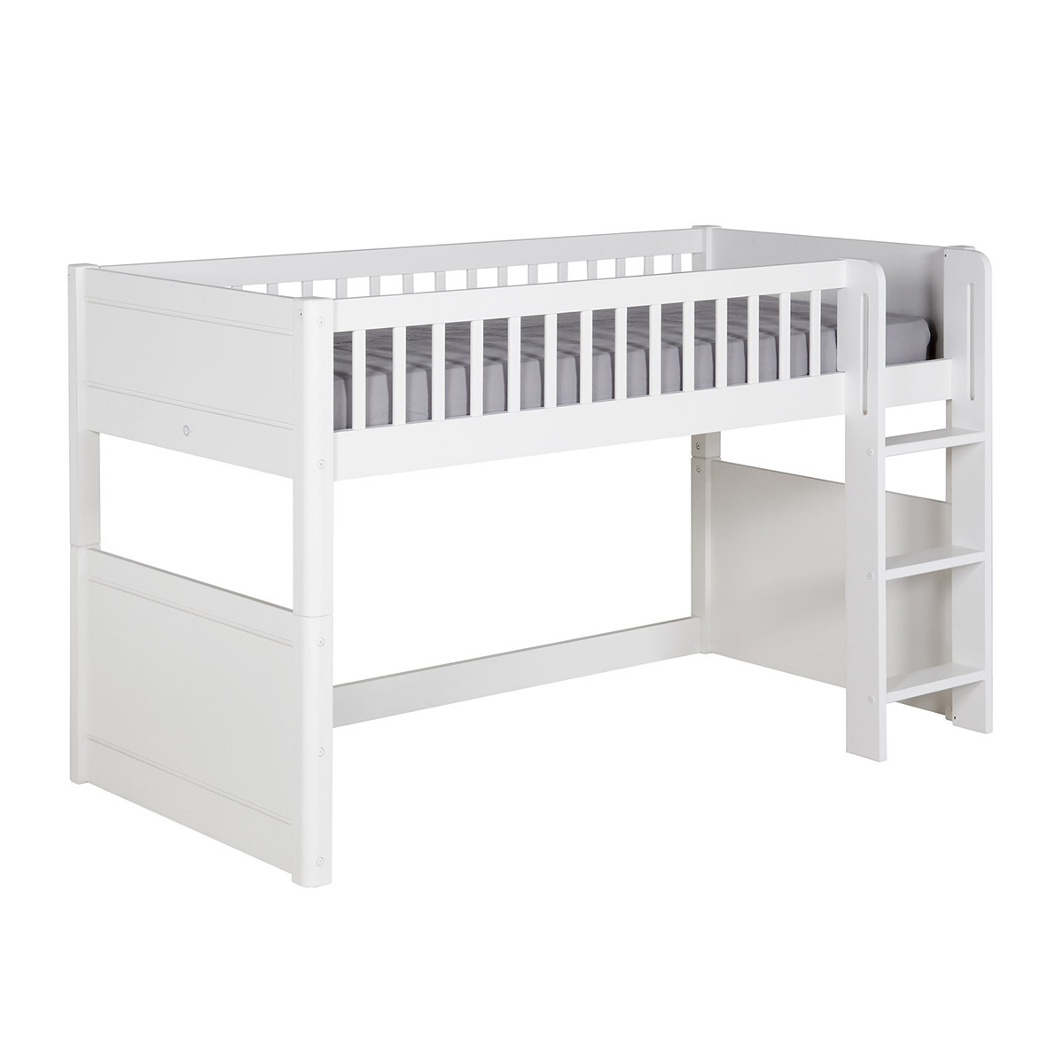 Pack lit mi-hauteur avec matelas Bois massif VICTORIA blanc, AKITEN RETAIL