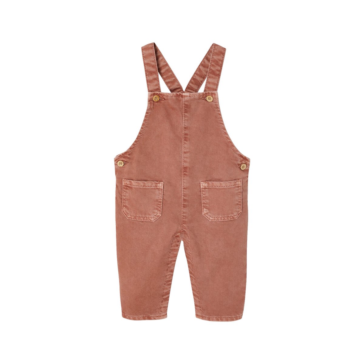Salopette bébé en sergé pigment dye tomette, VERTBAUDET
