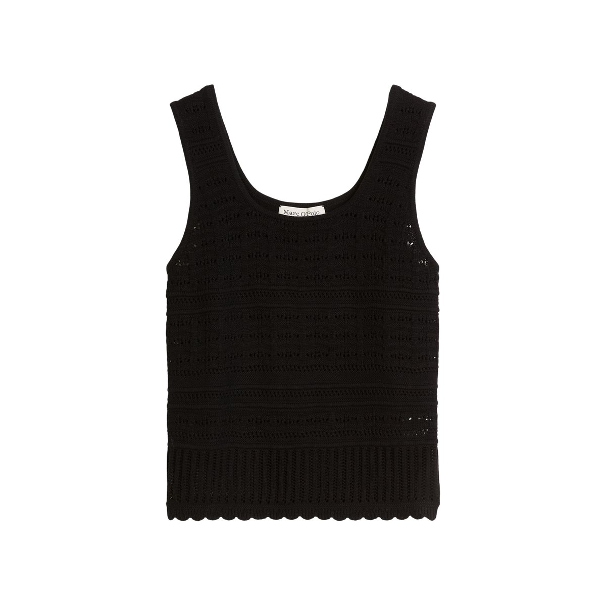 Top ajouré regular en coton et lin mélangés noir, MARC O'POLO