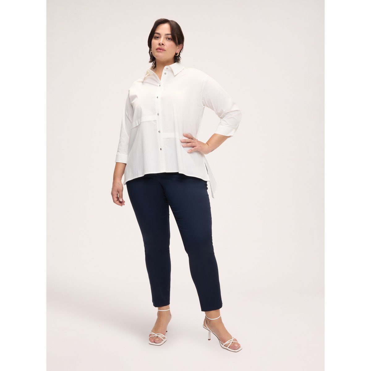 Chemise à ourlet asymétrique blanc, FIORELLA RUBINO