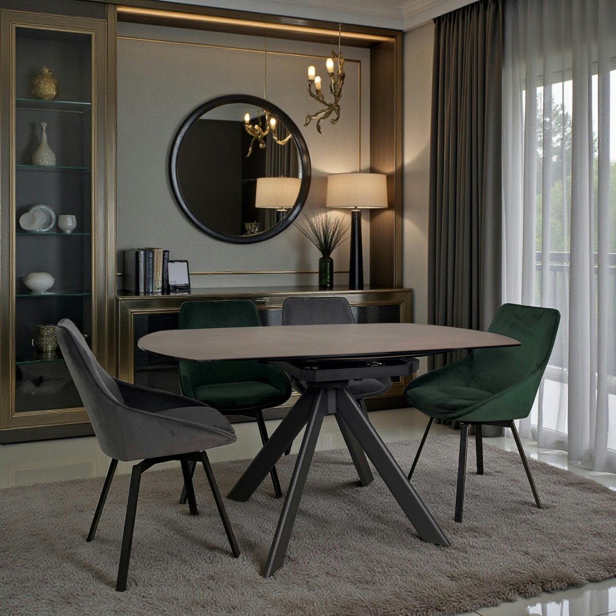 Table modulable en céramique 150 cm LOMBARDIE anthracite, PIER IMPORT