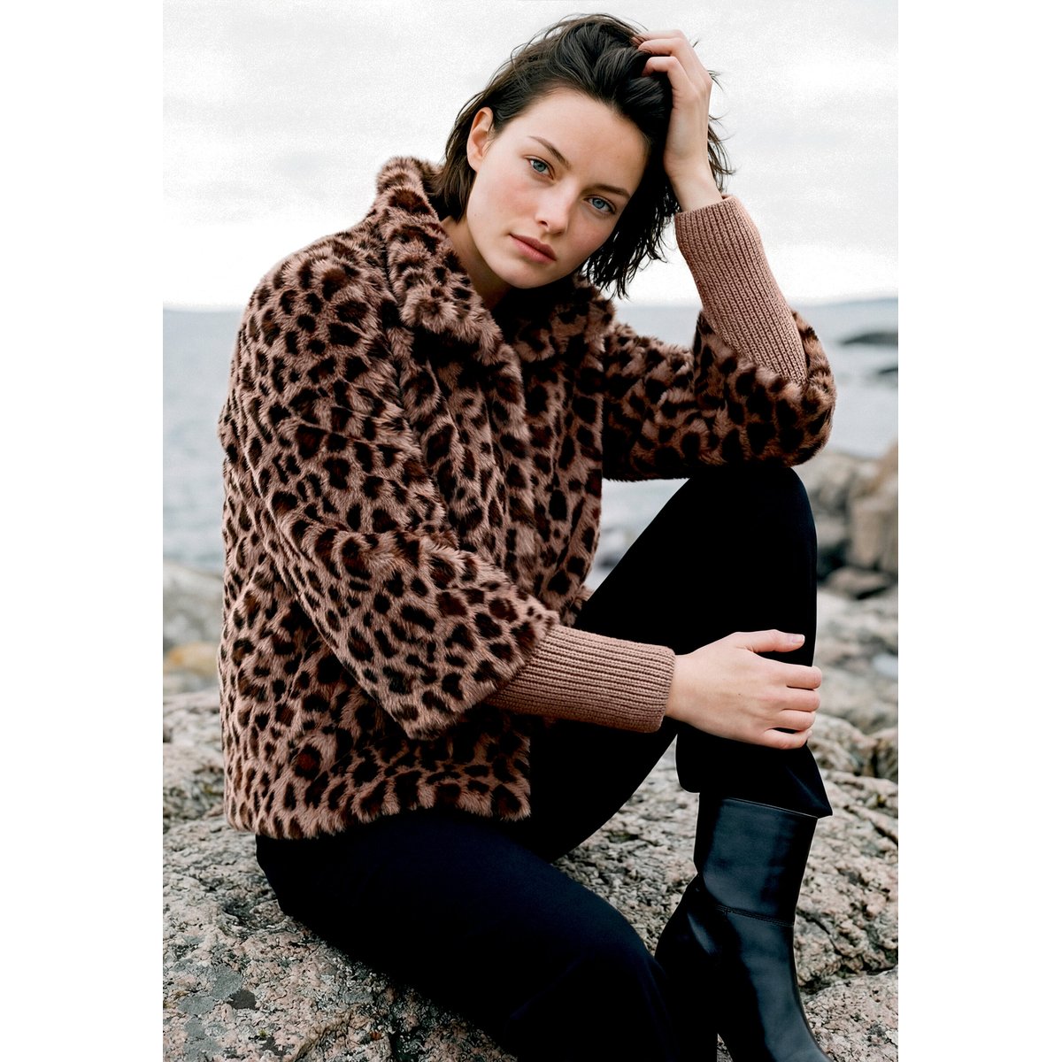 Veste en peluche à col droit taupe/marron, BETTY BARCLAY