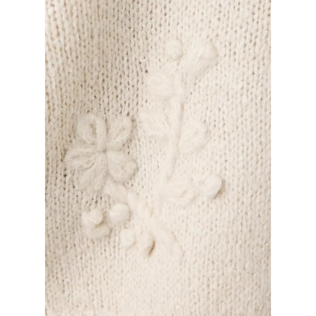 Cardigan maille avec broderie à fleurs ivoire, MANGO BABY